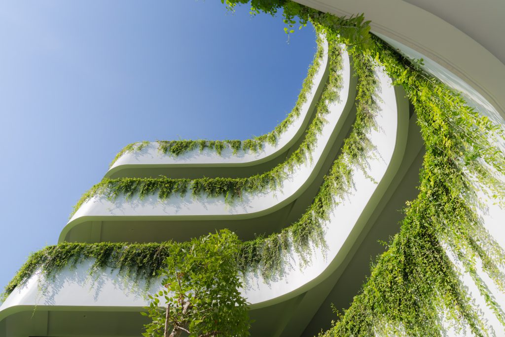 SSIS Middle School corridor balconies inspired by the terraced fields of Sapa