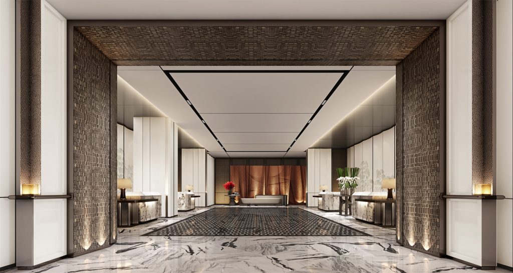 Phối cảnh 3D khu vực lễ tân JW Marriott Hotel & Suites Saigon